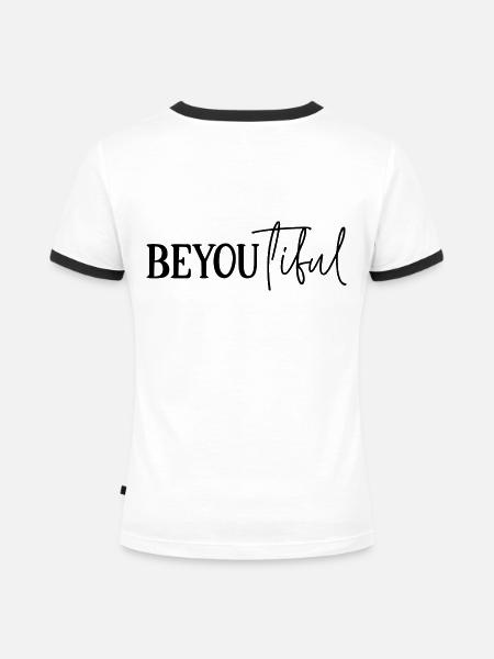 BeYouTiful - Frauen Kontrast-T-Shirt - Weiß/Schwarz
