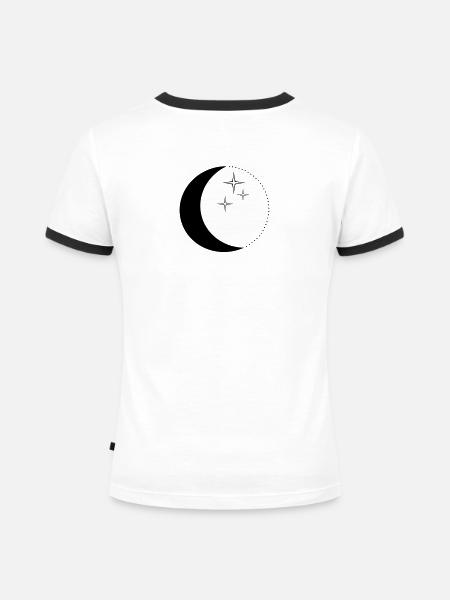 Moon and stars - Frauen Kontrast-T-Shirt - Weiß/Schwarz