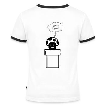 Fang mich doch! - Frauen Kontrast-T-Shirt - Weiß/Schwarz - Hinten - Selfina (174cm)