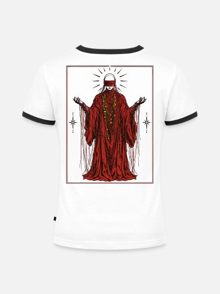 Dark Red Priestess Mystical Gothic - Frauen Kontrast-T-Shirt - Weiß/Schwarz