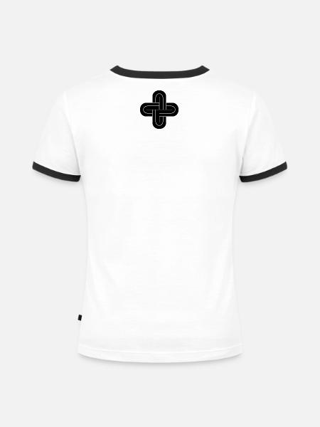 Salomonischer Knoten - Frauen Kontrast-T-Shirt - Weiß/Schwarz
