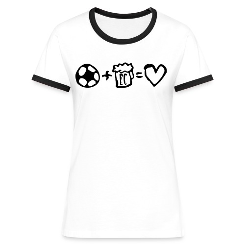 football+beer=love - Kontrast-T-shirt dam