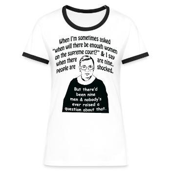 Wenn ich manchmal gefragt werde, Ruth Bader Ginsburg - Frauen Kontrast-T-Shirt - Weiß/Schwarz - Vorne - Selfina (174cm)