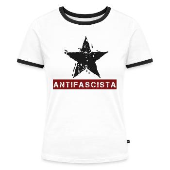 ANTIFASCISTA ANTIFA FCKNZS - T-shirt contrasté Femme - blanc/noir - Devant - Selfina (174cm)