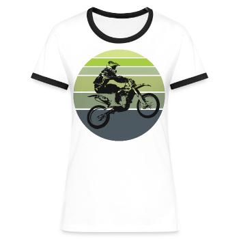 Motocross Retro - Frauen Kontrast-T-Shirt - Weiß/Schwarz - Vorne - Selfina (174cm)