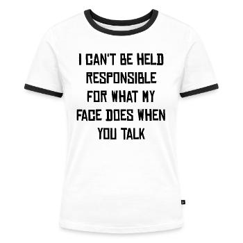 Sort sarcastique - T-shirt contrasté Femme - blanc/noir - Devant - Selfina (174cm)