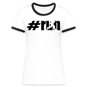 run woman 2 colours - Frauen Kontrast-T-Shirt - Weiß/Schwarz - Vorne - Selfina (174cm)