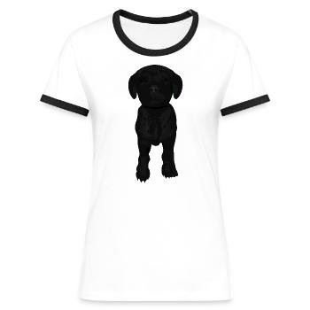 Labrador Welpen - Frauen Kontrast-T-Shirt - Weiß/Schwarz - Vorne - Selfina (174cm)