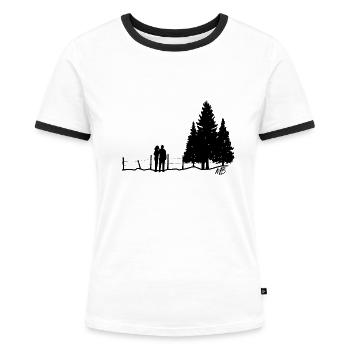 Liebespaar - Frauen Kontrast-T-Shirt - Weiß/Schwarz - Vorne - Selfina (174cm)