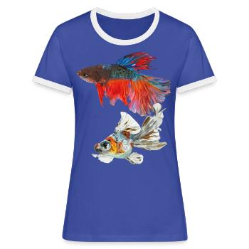 Fishes - Women's Ringer T-Shirt - blue/white - Front