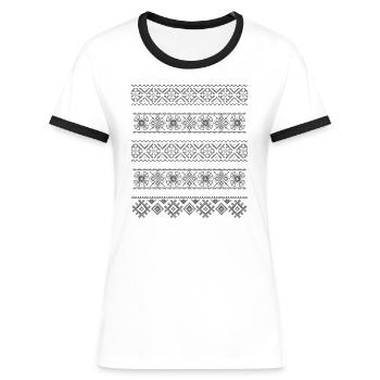 Vrptze (Bänder) BoW - Frauen Kontrast-T-Shirt - Weiß/Schwarz - Vorne - Selfina (174cm)