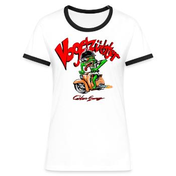 Schwalbe - Frauen Kontrast-T-Shirt - Weiß/Schwarz - Vorne - Selfina (174cm)