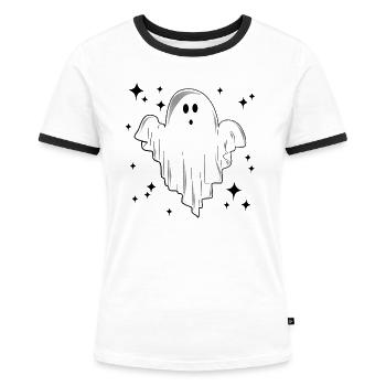 Doux ! Halloween effrayant - T-shirt contrasté Femme - blanc/noir - Devant - Selfina (174cm)