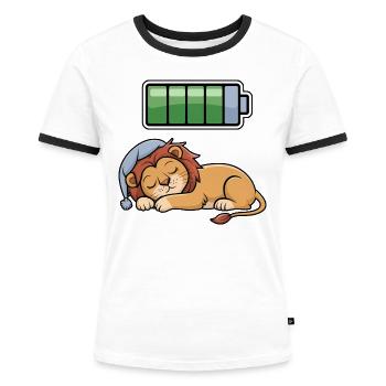 Lion Sleeping Recharging Night Bedtime - Frauen Kontrast-T-Shirt - Weiß/Schwarz - Vorne - Selfina (174cm)