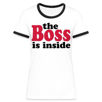 funny - Dame kontrast-T-shirt - hvid/sort - Foran - Selfina (174cm)