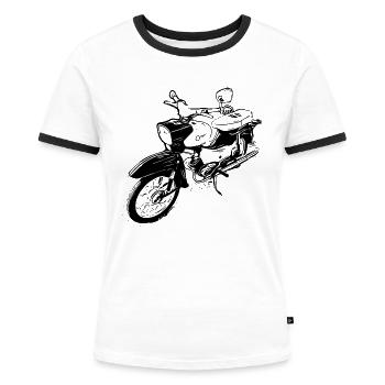 Simson Star - Frauen Kontrast-T-Shirt - Weiß/Schwarz - Vorne - Selfina (174cm)