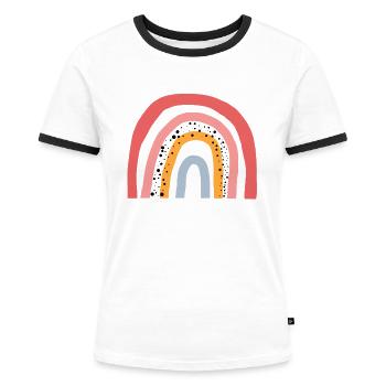 Regenbogen - Liebe - Rainbow-Trend - Frauen Kontrast-T-Shirt - Weiß/Schwarz - Vorne - Selfina (174cm)