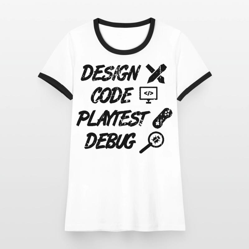 Débogage Playtest de code de conception T-shirt contrasté Femme