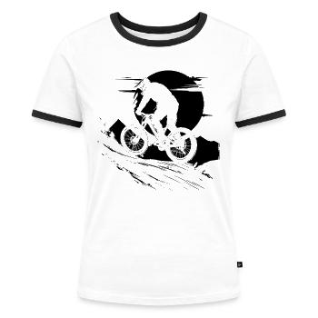 Radfahrer Illustration - Frauen Kontrast-T-Shirt - Weiß/Schwarz - Vorne - Selfina (174cm)