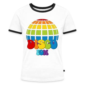 Disco Fox Discokugel Groovy Discothek Discofox - Frauen Kontrast-T-Shirt - Weiß/Schwarz - Vorne - Selfina (174cm)
