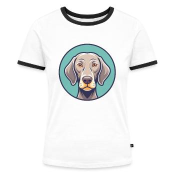 Weimaraner Hund Rasse Cartoon Kawaii Clipart Tier - Frauen Kontrast-T-Shirt - Weiß/Schwarz - Vorne - Selfina (174cm)