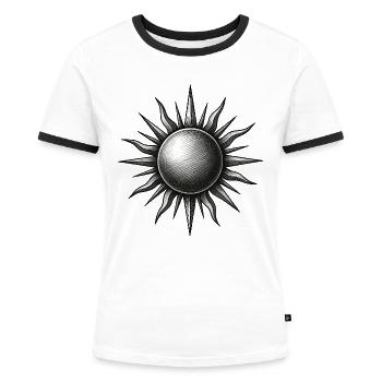Vintage Sun Star Engraving - Women's Ringer T-Shirt - white/black - Front - Selfina (174cm)