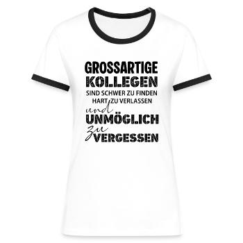 Bons collègues, difficile à trouver un emploi, adieu - T-shirt contrasté Femme - blanc/noir - Devant - Selfina (174cm)