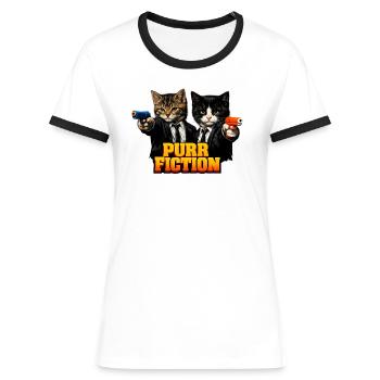 Fiction Ronron - T-shirt contrasté Femme - blanc/noir - Devant - Selfina (174cm)