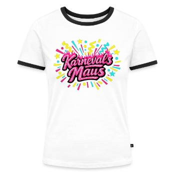 Karnevalsmaus - Karneval Geschenk - Frauen Kontrast-T-Shirt - Weiß/Schwarz - Vorne - Selfina (174cm)