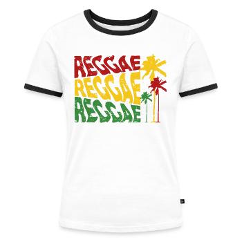 Palmiers Reggae - T-shirt contrasté Femme - blanc/noir - Devant - Selfina (174cm)
