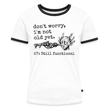 57th Anniversary - 57th Anniversary Humor Gift - Women's Ringer T-Shirt - white/black - Front - Selfina (174cm)