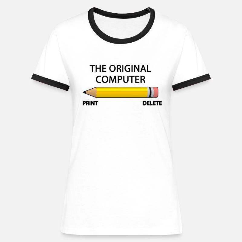 La chemise originale de PC de copie d'impression d'ordinateur - T-shirt contrasté Femme - blanc/noir