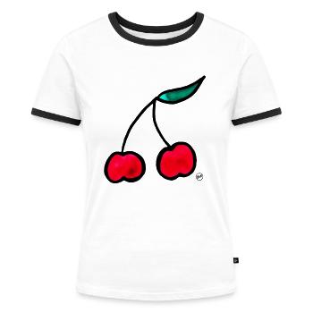 *BAM* be_cherry - T-shirt contrasté Femme - blanc/noir - Devant - Selfina (174cm)