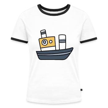 Boot - Frauen Kontrast-T-Shirt - Weiß/Schwarz - Vorne - Selfina (174cm)