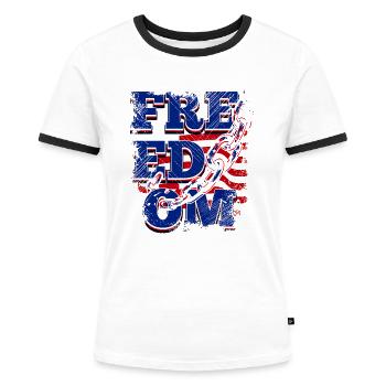 Eine Schöne Freedom & Freiheit Design - Frauen Kontrast-T-Shirt - Weiß/Schwarz - Vorne - Selfina (174cm)