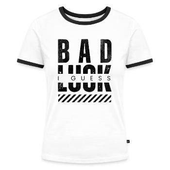 Malchance. Je pense. Dire Viral Trailer Gameing - T-shirt contrasté Femme - blanc/noir - Devant - Selfina (174cm)