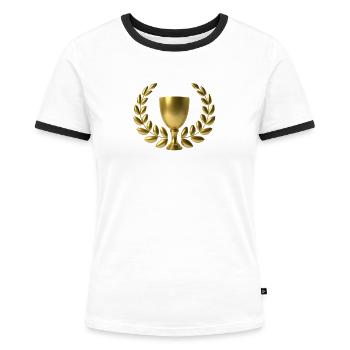 Schnitt und Lorbeeren - Frauen Kontrast-T-Shirt - Weiß/Schwarz - Vorne - Selfina (174cm)