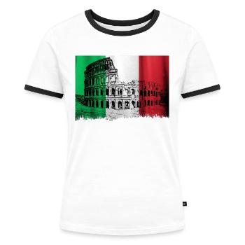Kolosseum Italien Rom - Frauen Kontrast-T-Shirt - Weiß/Schwarz - Vorne - Selfina (174cm)