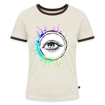 Symbole des yeux cils - T-shirt contrasté Femme - bleu/blanc - Devant
