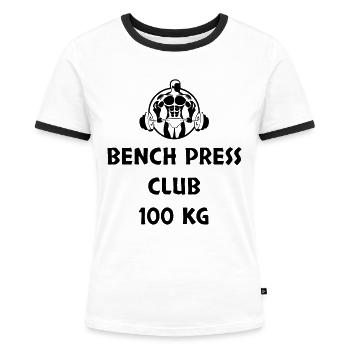 Développé couché Club 100 kg - T-shirt contrasté Femme - blanc/noir - Devant - Selfina (174cm)