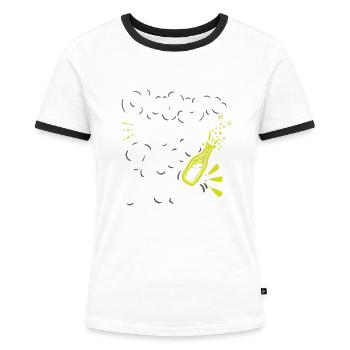 SILVESTER jetzt Wein später - Frauen Kontrast-T-Shirt - Weiß/Schwarz - Vorne - Selfina (174cm)