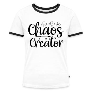 Chaos Creator - T-shirt contrasté Femme - blanc/noir - Devant - Selfina (174cm)