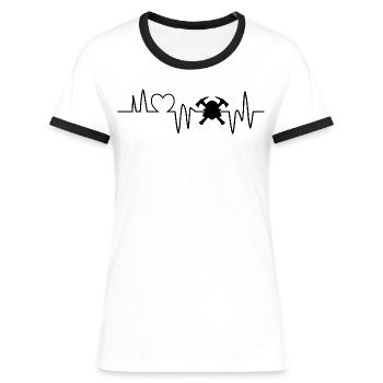 Herzschlag Feuerwehrmann Feuerwehr - Frauen Kontrast-T-Shirt - Weiß/Schwarz - Vorne - Selfina (174cm)