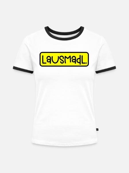 Lausmadl - Frauen Kontrast-T-Shirt - Weiß/Schwarz