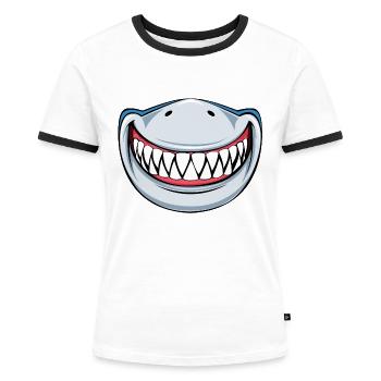 Masque visage de requin - T-shirt contrasté Femme - blanc/noir - Devant - Selfina (174cm)