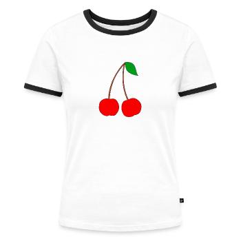 Cherries - Women's Ringer T-Shirt - white/black - Front - Selfina (174cm)