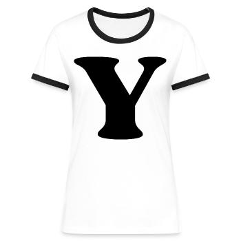 Lettre y - T-shirt contrasté Femme - blanc/noir - Devant - Selfina (174cm)