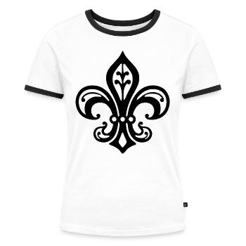 Fleur de Lys - Women's Ringer T-Shirt - white/black - Front - Selfina (174cm)