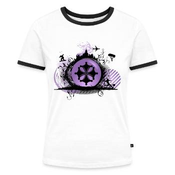 Occitanie region_croix_occitane2_violet - T-shirt contrasté Femme - blanc/noir - Devant - Selfina (174cm)