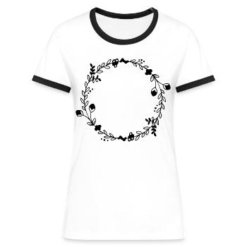 Kranz füllen Sie sich mit Text - Frauen Kontrast-T-Shirt - Weiß/Schwarz - Vorne - Selfina (174cm)